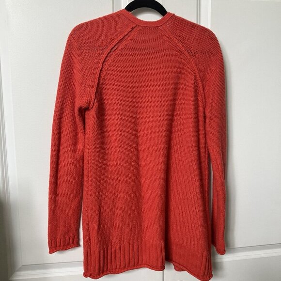 Left on Houston Cardigan Womens L Orange Knit Angora Blend Open Front Long Line - Picture 2 of 7